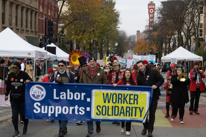 A group of workers' march