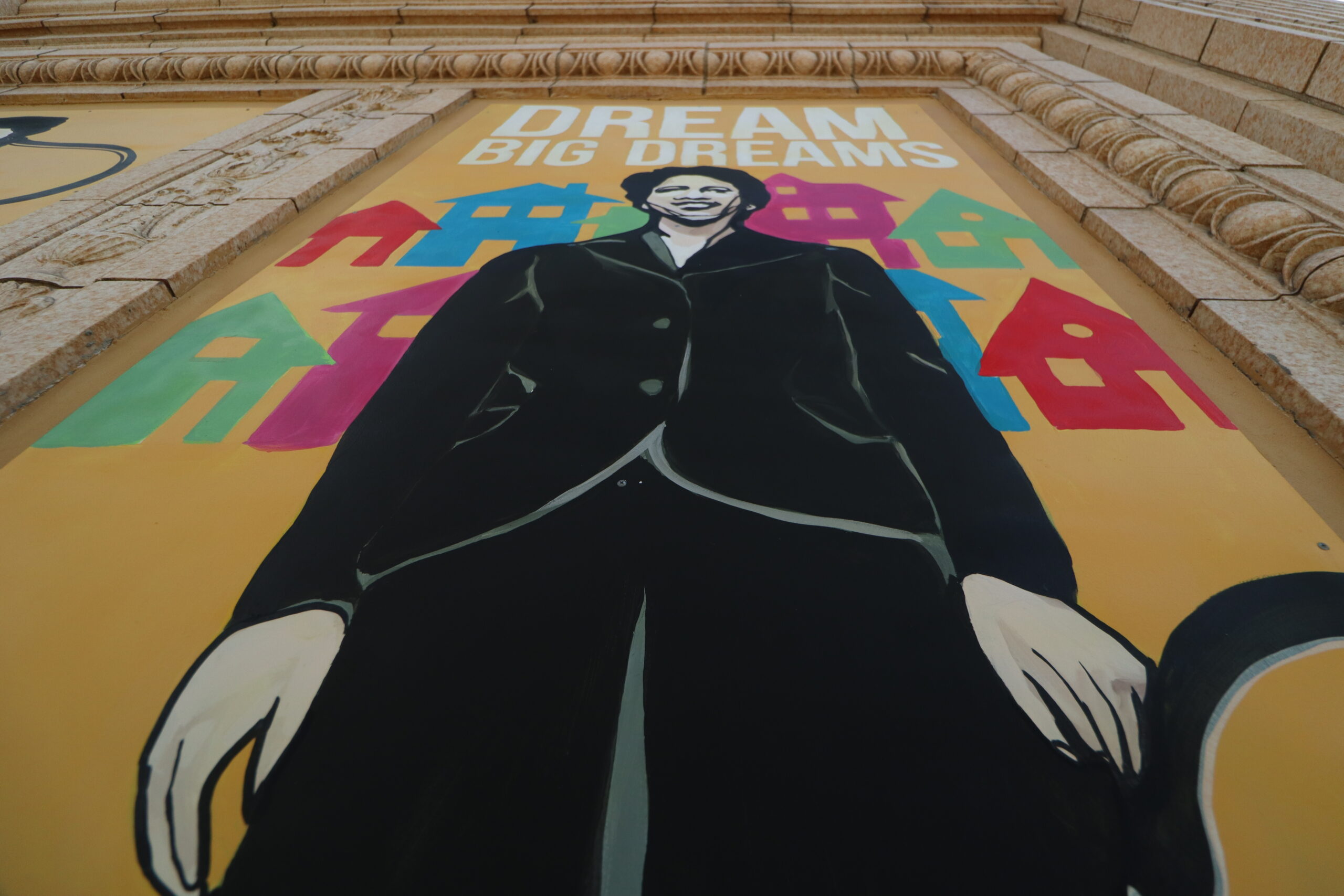 Murals of historical figure Vel Phillips pay tribute to the attorney, politician and civil rights activist on the side of Bronzeville Collective MKE’s building. 