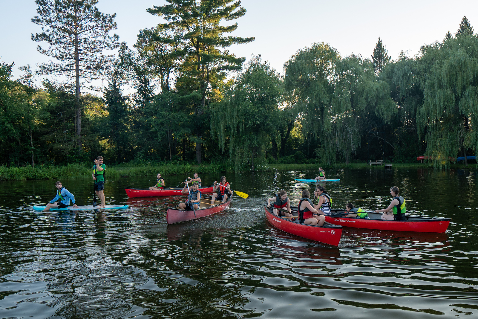 Campers canoeing on Lake Jake